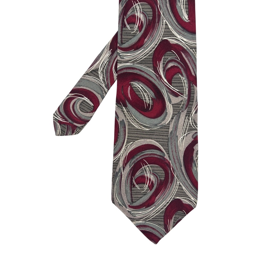 Dimitrius Burgundy Abstract Swirl Silk Necktie Mens One Size